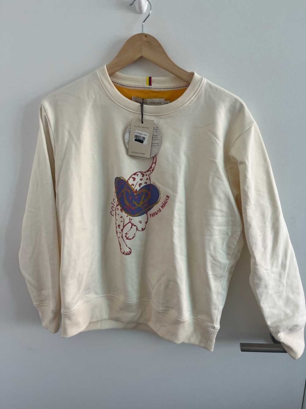 NWT Juliana Sanchez Cream Sweatshirt Size Medium RRP $170